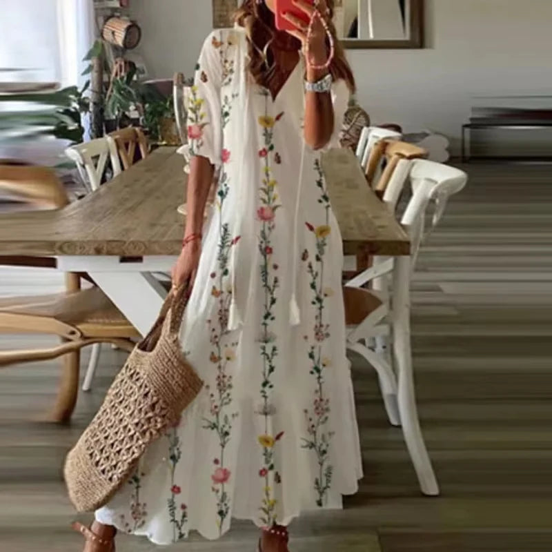Elegantes Edles Sommerkleid mit Print für Damen | Anna -9