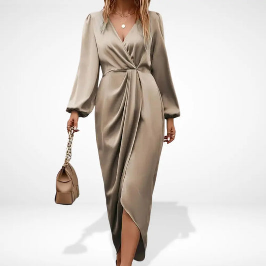 Klassisches Hochwertiges Abendkleid mit drapiertem Schnitt für Damen | Alma -1