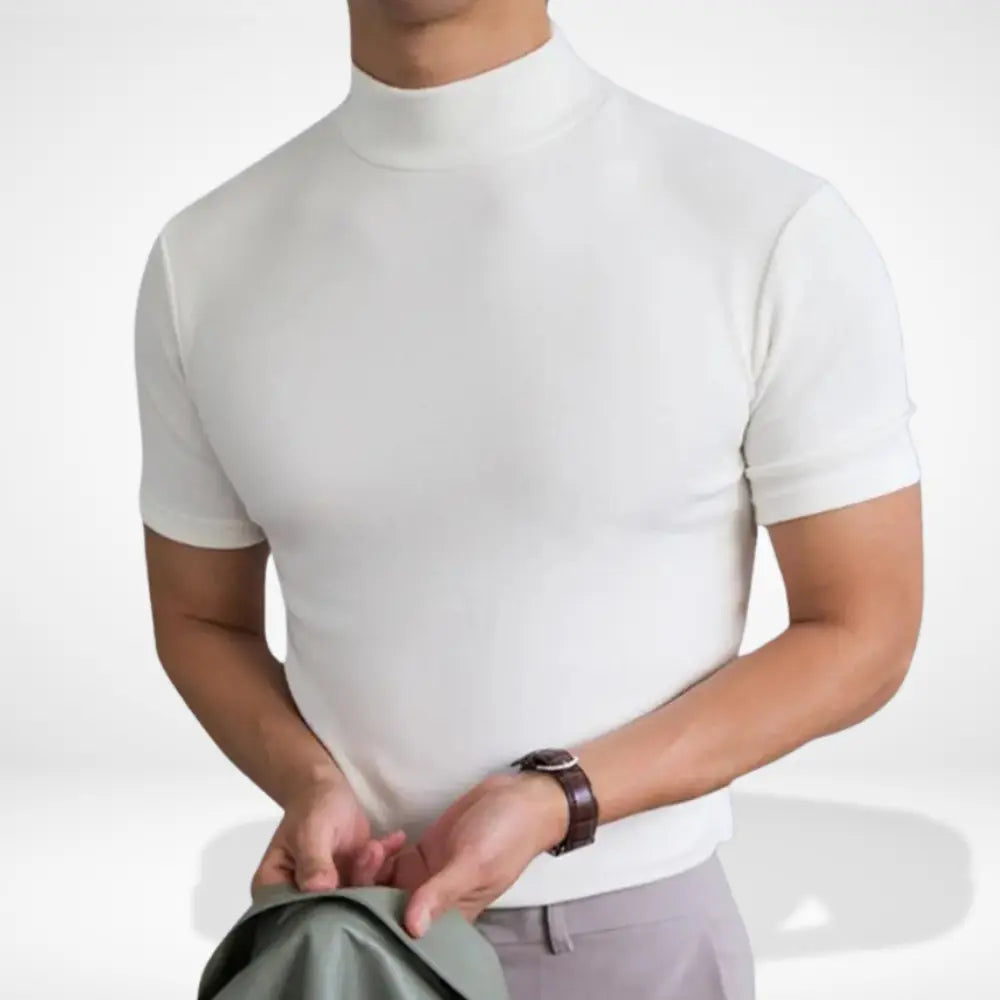 Klassisches Raffiniertes T-Shirt mit figurbetonter Passform für Herren | Shon -2