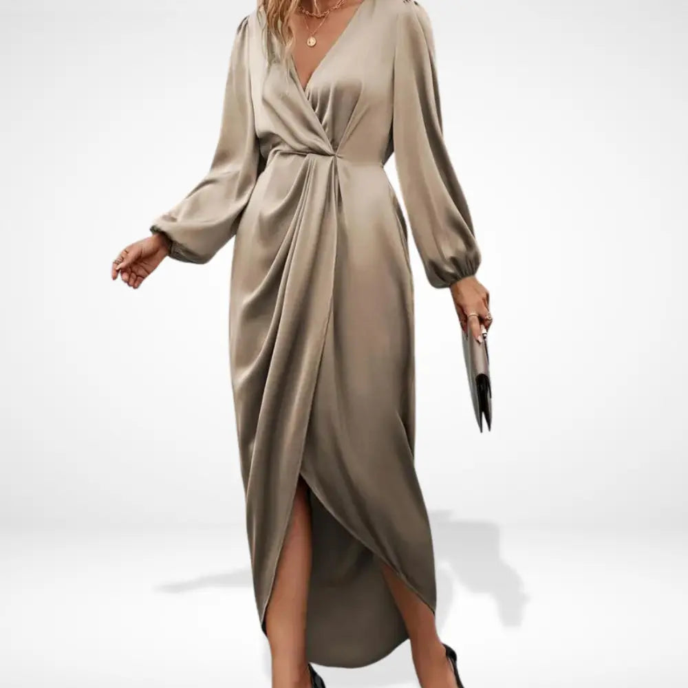 Klassisches Hochwertiges Abendkleid mit drapiertem Schnitt für Damen | Alma -3