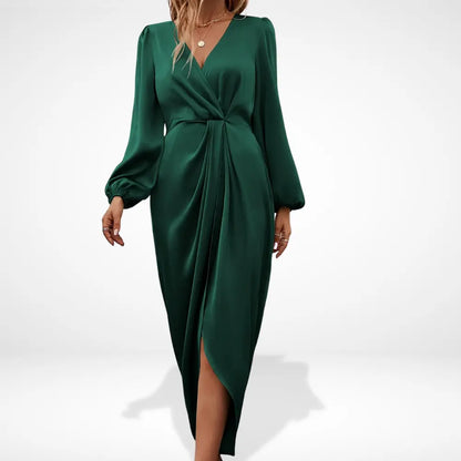 Klassisches Hochwertiges Abendkleid mit drapiertem Schnitt für Damen | Alma -5