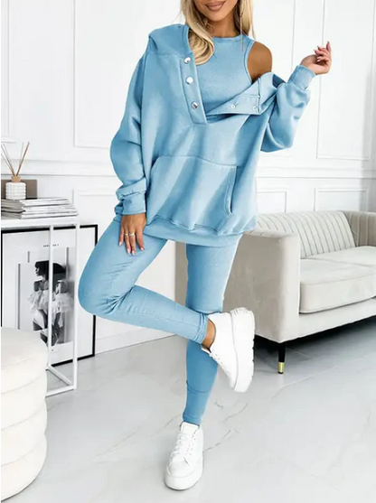 Elegantes Hochwertiges Set mit Kapuze für Damen | Sport Chic -1