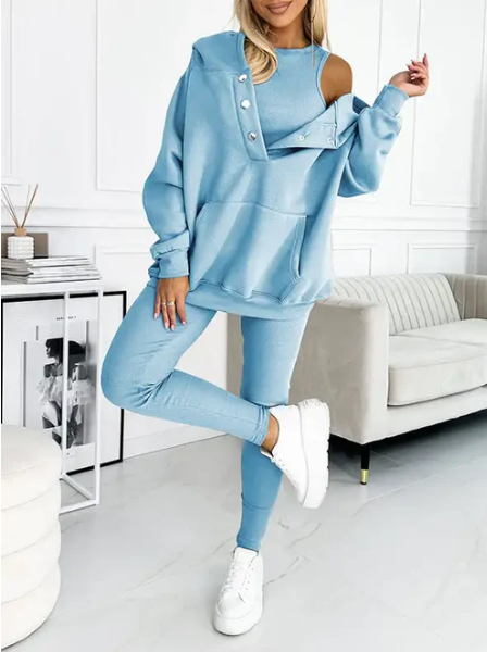 Elegantes Hochwertiges Set mit Kapuze für Damen | Sport Chic -1