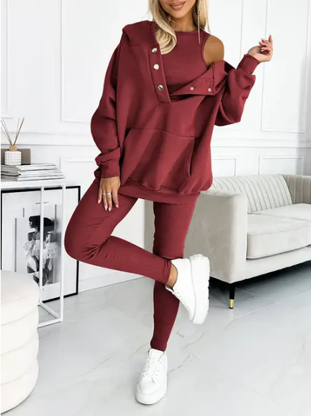 Elegantes Hochwertiges Set mit Kapuze für Damen | Sport Chic -3