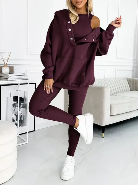 Elegantes Hochwertiges Set mit Kapuze für Damen | Sport Chic -4