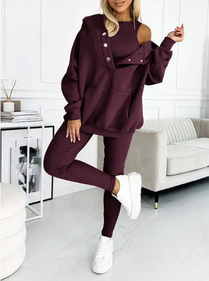 Elegantes Hochwertiges Set mit Kapuze für Damen | Sport Chic -4