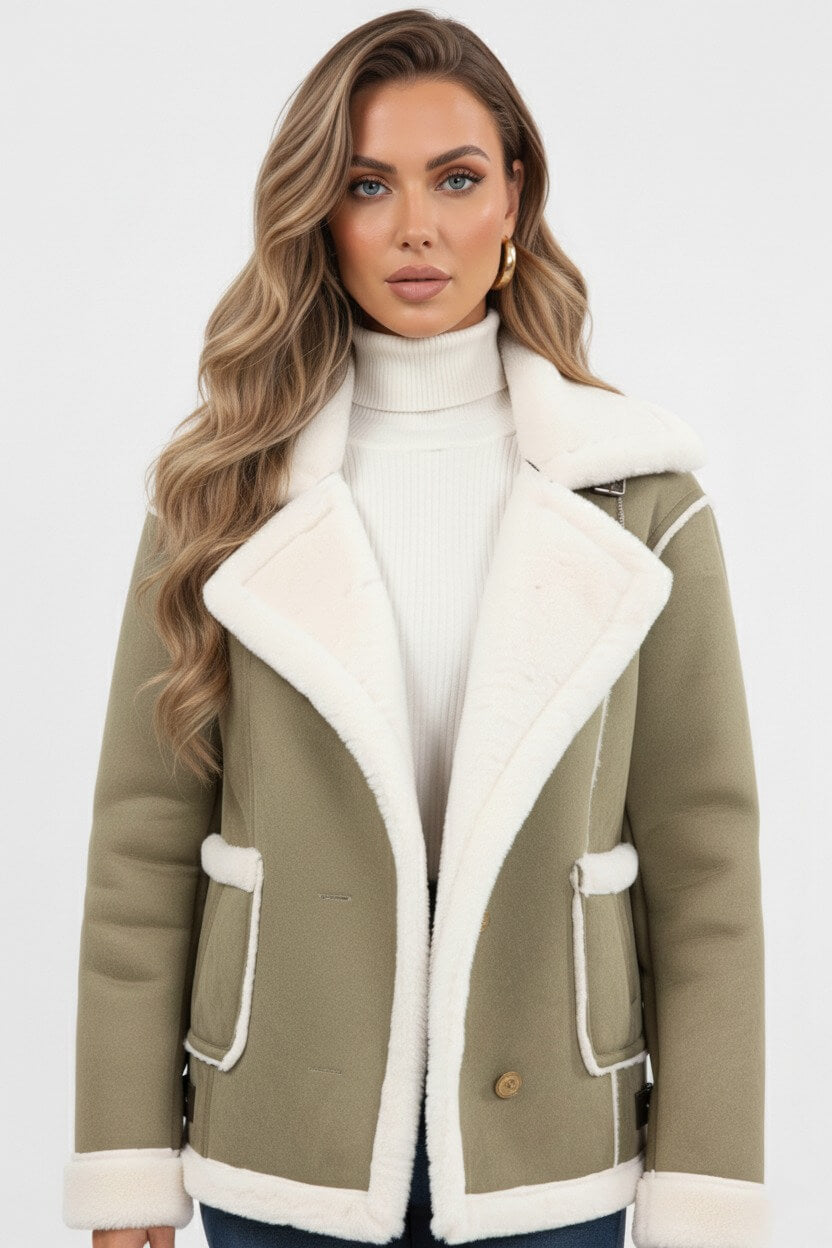 Women's plush jacket with lapel collar | Calviera