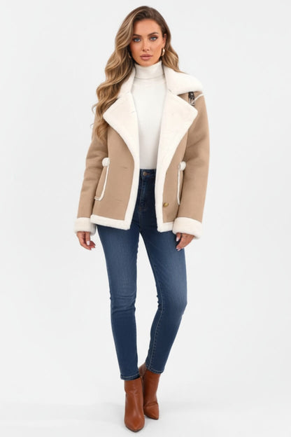 Women's plush jacket with lapel collar | Calviera
