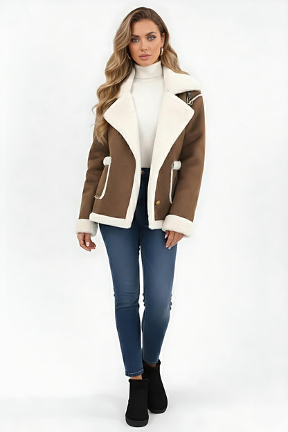 Women's plush jacket with lapel collar | Calviera