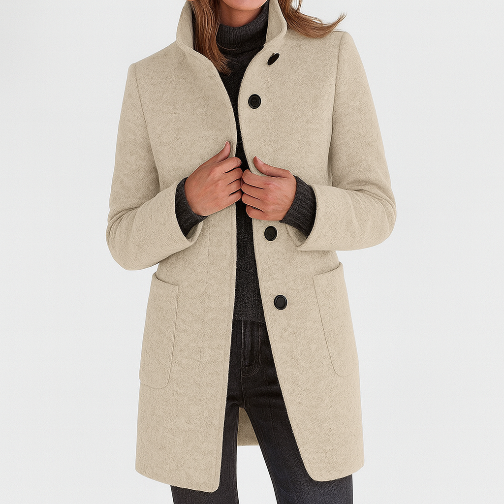 Stilvoller Edler Mantel mit eleganter Linienführung für Damen | Berta -9