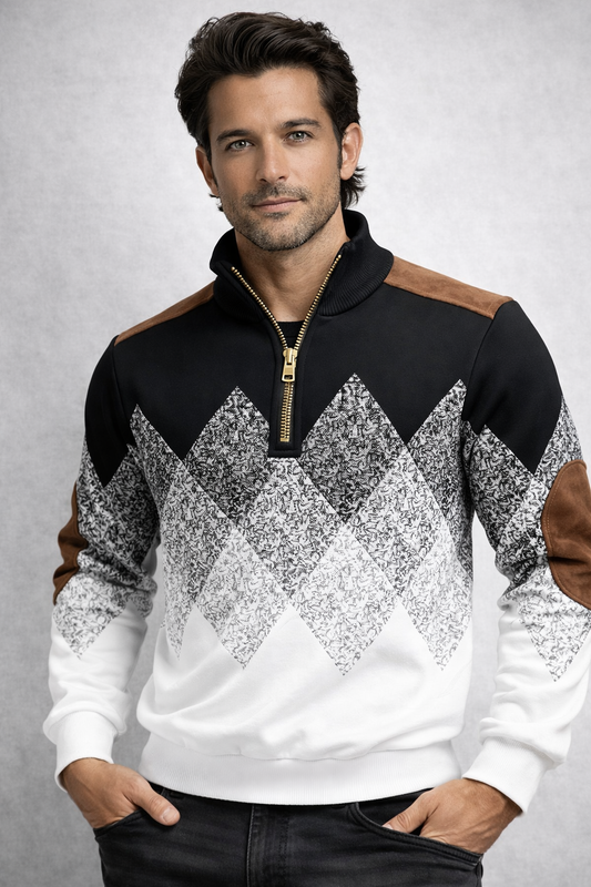 Modern Casual Sweater with Geometric Pattern | Zanik