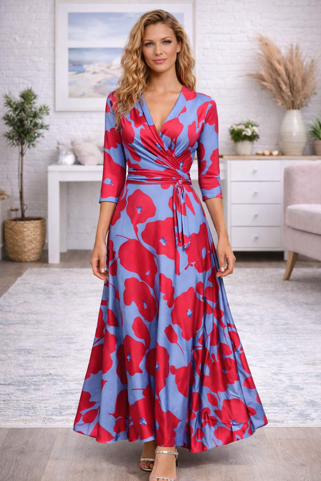 Floral Maxi Kleid mit Figurbetonendem Schnitt für Damen | Jessamine
