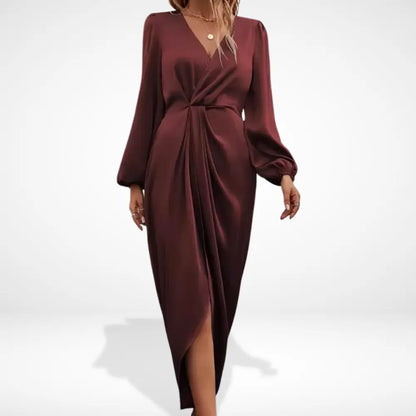 Klassisches Hochwertiges Abendkleid mit drapiertem Schnitt für Damen | Alma -4