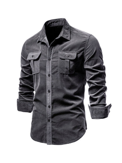 Warm straight-cut casual winter shirt for men -1