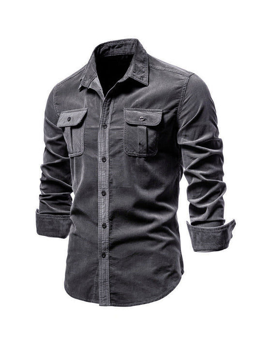 Warm straight-cut casual winter shirt for men -1