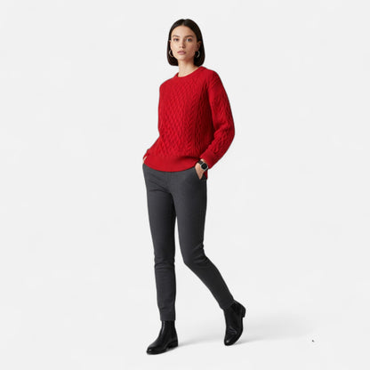 Classic cable-knit round-neck everyday jumper for women -6