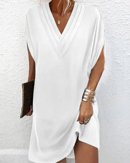 Klassisches Raffiniertes Sommerkleid mit V-Ausschnitt für Damen | Jansen -3