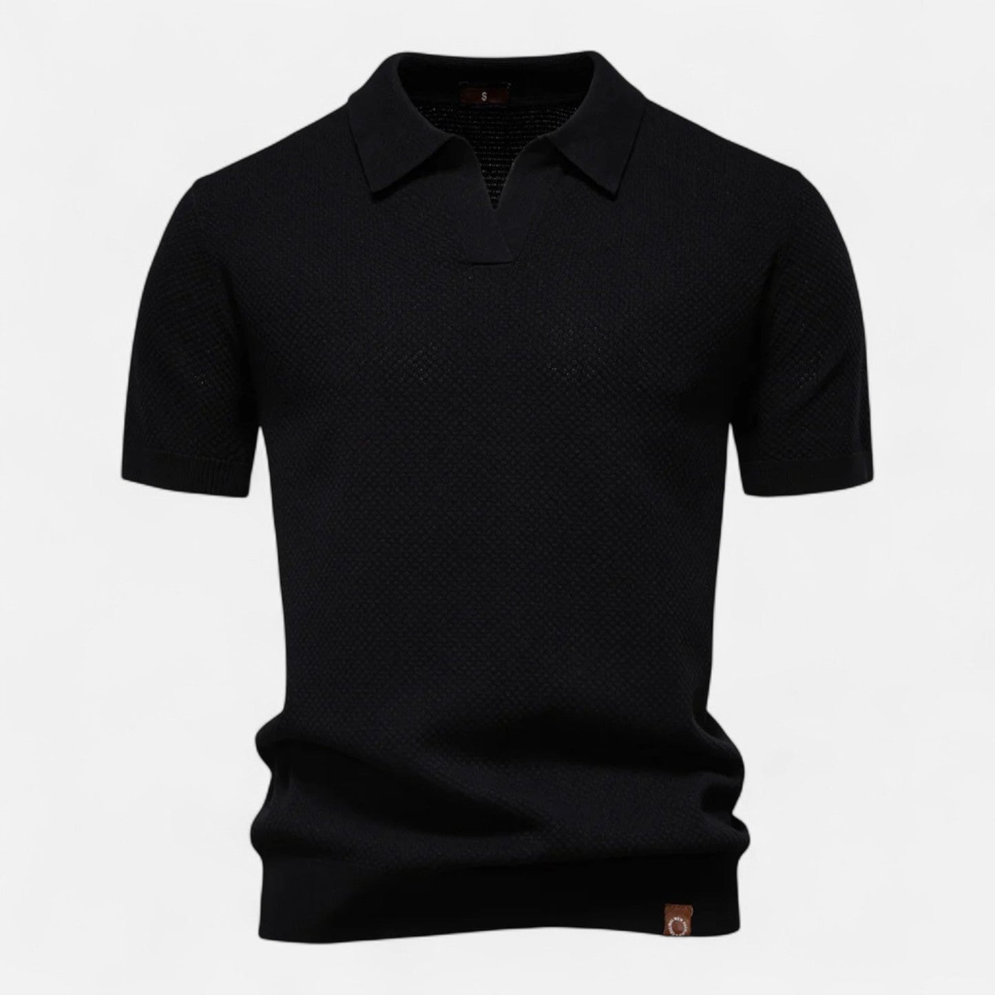 Classic knit long-sleeve button-neck polo shirt for men -10