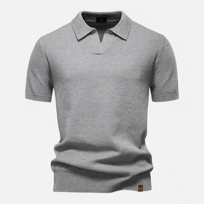Classic knit long-sleeve button-neck polo shirt for men -3