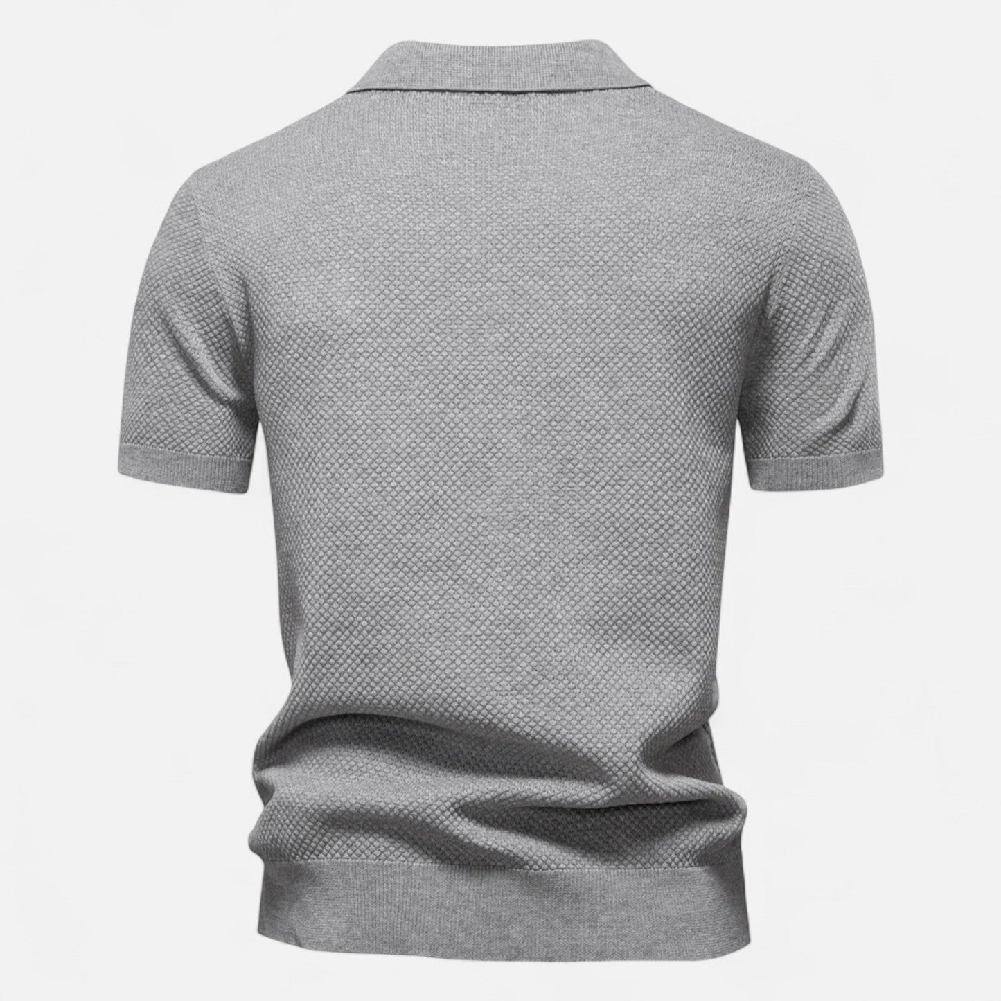 Classic knit long-sleeve button-neck polo shirt for men -4