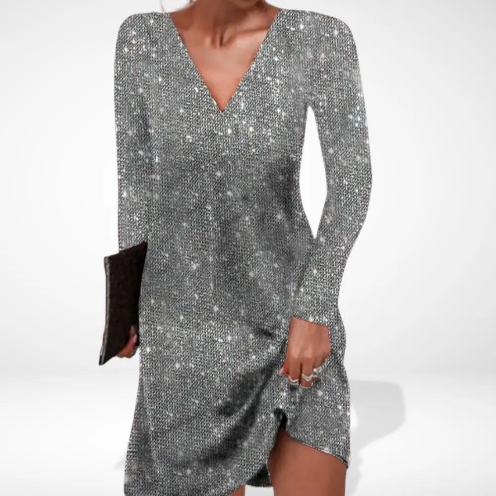Bequemes Raffiniertes Partykleid mit V-Ausschnitt für Damen | Tara -2