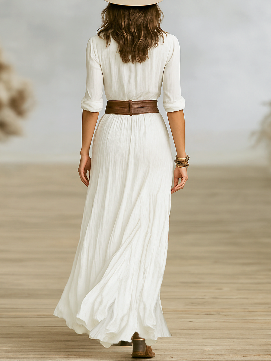 Stilvolles Hochwertiges Maxikleid mit Plissee für Damen | Zeitlose Eleganz -3