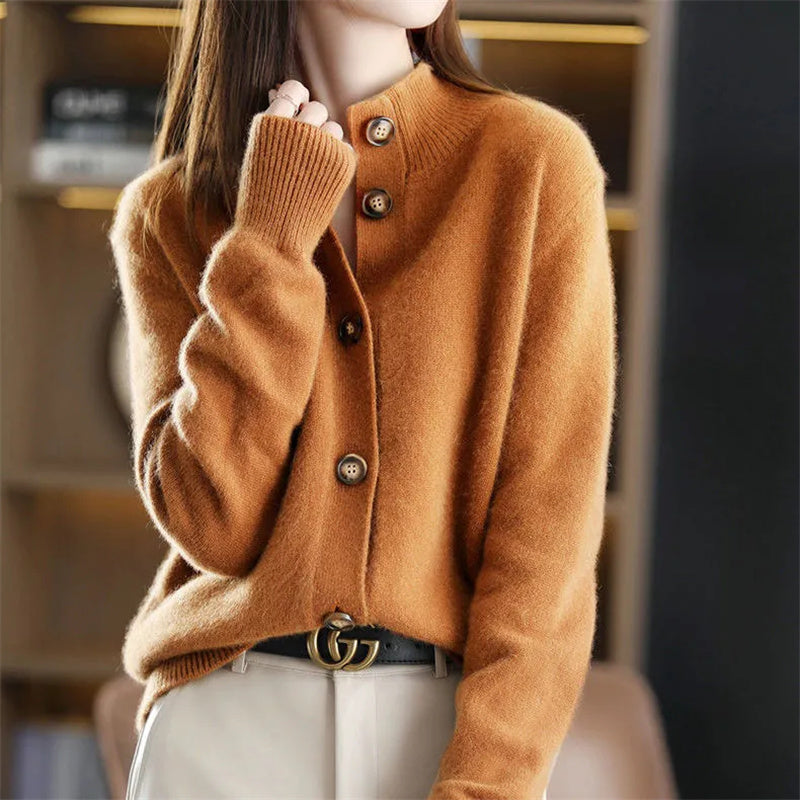 Elegante Strickjacke Knopfleiste für Frauen | Valentina -1