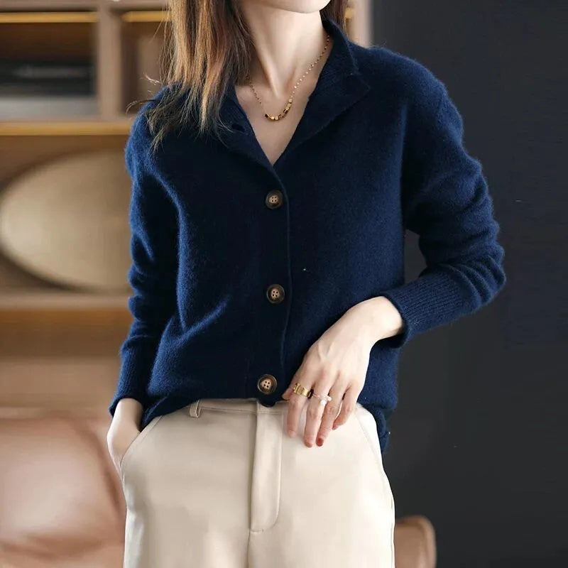 Elegante Strickjacke Knopfleiste für Frauen | Valentina -10