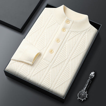 Herrenpullover mit Stehkragen und Knopfleiste | Dennis