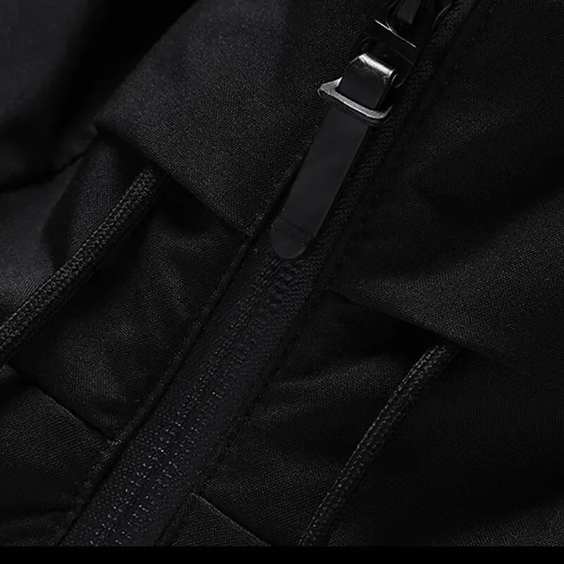 Hooded puffer jacket with zipper pockets for men -7