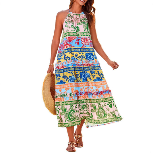 Boho Neckholder Stufen Maxikleid für Frauen | Felicity