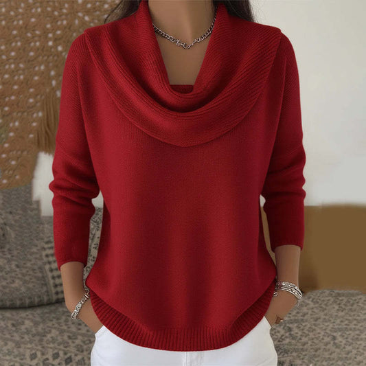 Eleganter Pullover mit Wasserfallkragen für Damen | Larevia