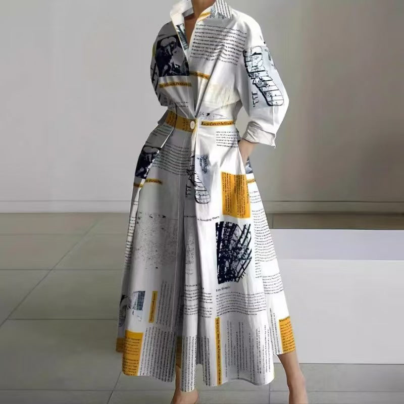 Elegantes Maxikleid mit Wickeloptik und Kragen für Damen | Sofera