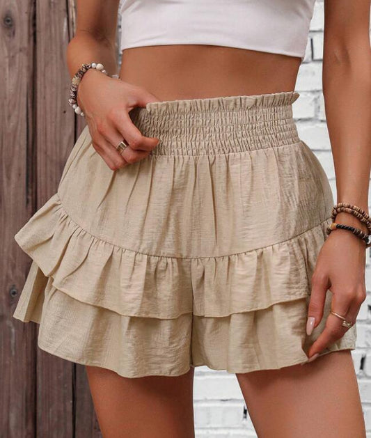 Lässige Rüschen-Tiered Boho Skorts für Damen | Jamira