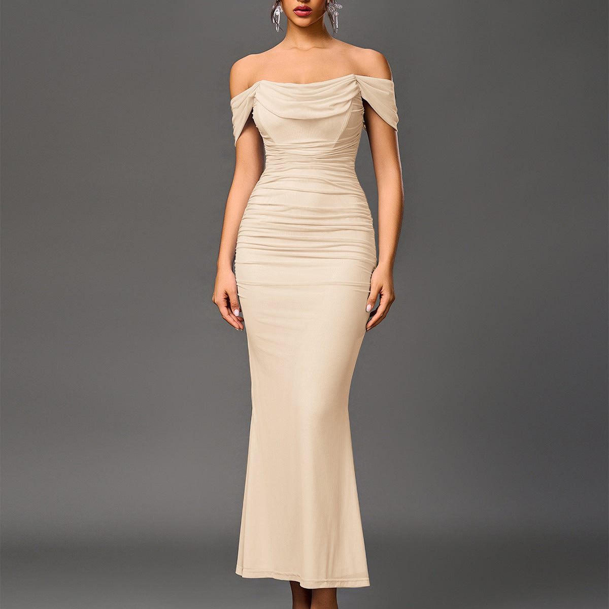 Women's Elegant Off-Shoulder Backless Mermaid Dress | Eunoia