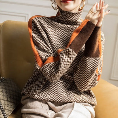 Moderner Feiner Pullover mit Stehkragen für Damen | Rayas -3