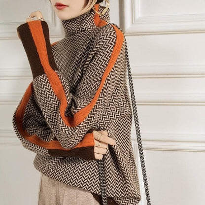 Moderner Feiner Pullover mit Stehkragen für Damen | Rayas -2