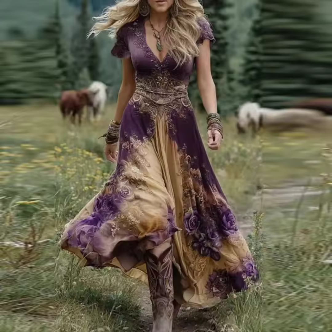 Modernes Raffiniertes Kleid mit Stickerei für Damen | Corte Fluido -4