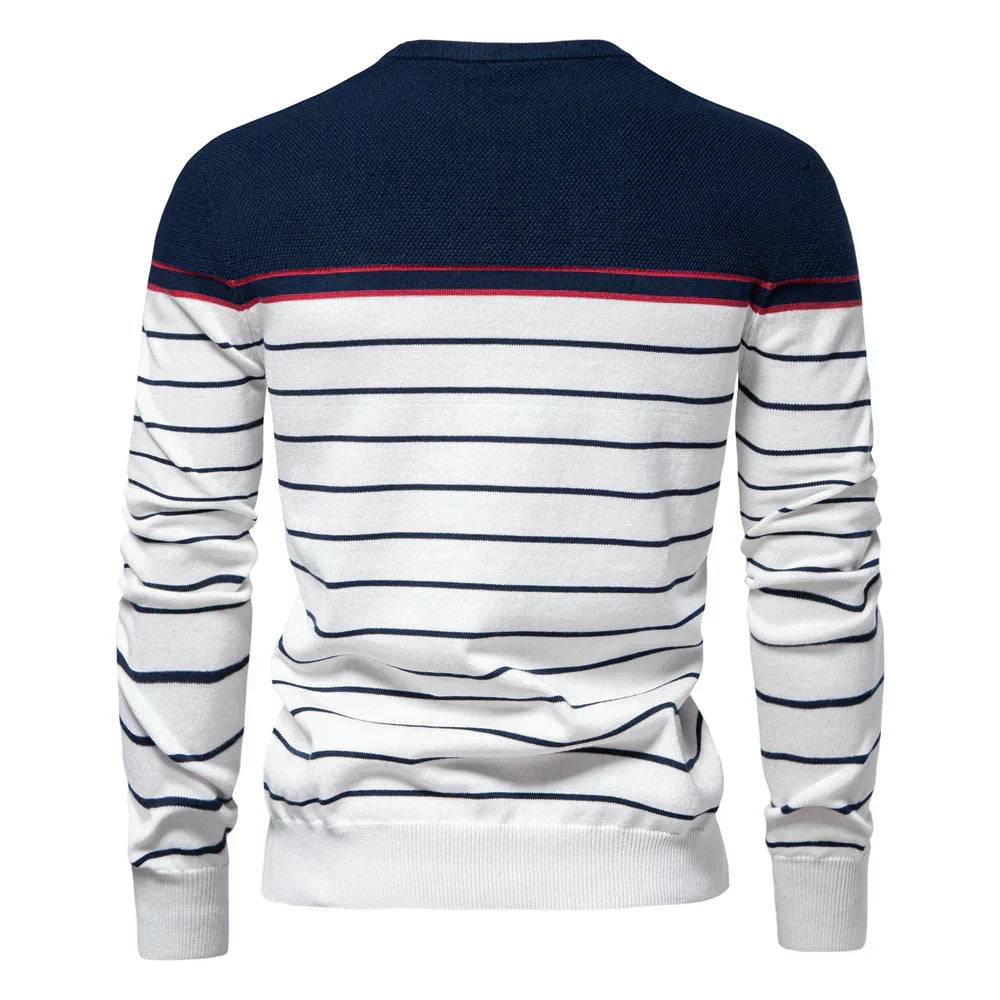 Men's Striped Crew Neck Jumper | Leandro