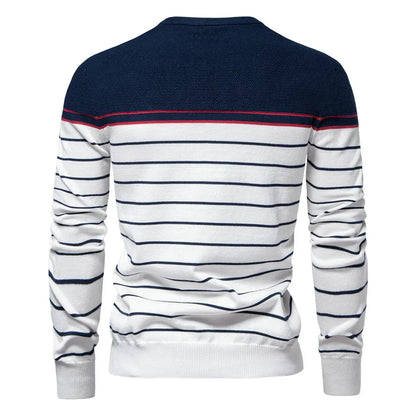 Men's Striped Crew Neck Jumper | Leandro