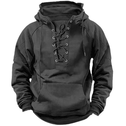 Modernes Raffiniertes Sweatshirt mit Schnürung für Herren | Robust -4