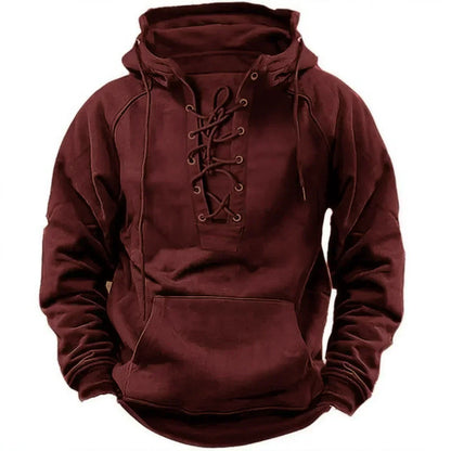 Modernes Raffiniertes Sweatshirt mit Schnürung für Herren | Robust -2
