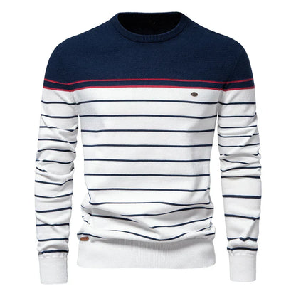 Men's Striped Crew Neck Jumper | Leandro
