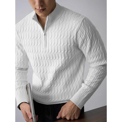 Classic cable-knit half-zip everyday jumper for men | Ellison -23