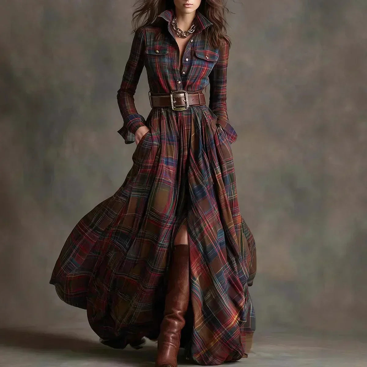 Classic relaxed everyday maxi dress for women | Althea -1