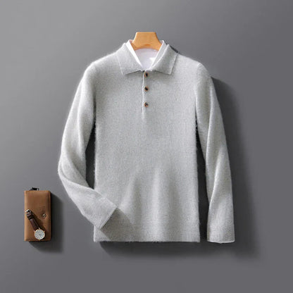 Klassischer Polo Pullover mit Knopfleiste für Herren | Saviero