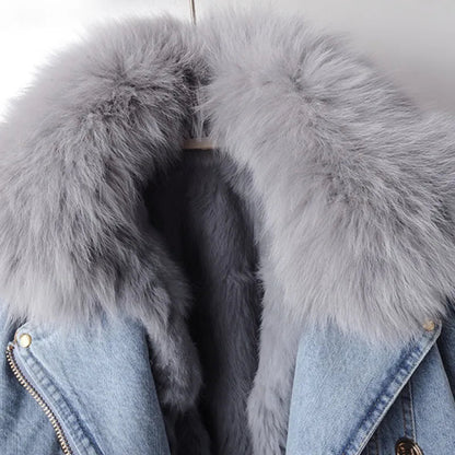 Elegante Jeansjacke Kunstfellkragen für Männer | Phylicia -5