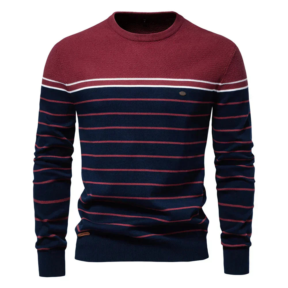 Men's Striped Crew Neck Jumper | Leandro