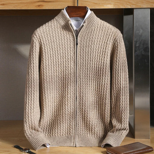 Eleganter Struktur Pullover mit Reissverschluss für Herren | Rome