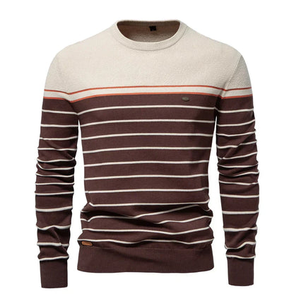 Men's Striped Crew Neck Jumper | Leandro